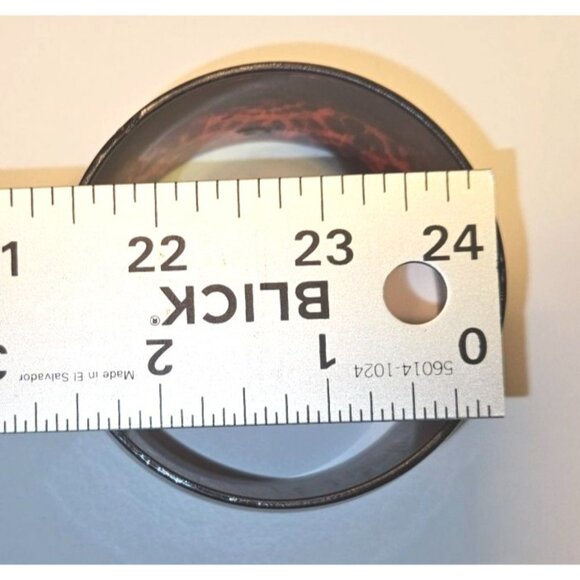 Vintage Bangle Bracelet Wide Brown & Black Geometric Abstract Leopard Print - Picture 3 of 4